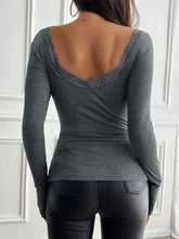 Devine Lace Detail Square Neck Long Sleeve T-Shirt OutfitFlow